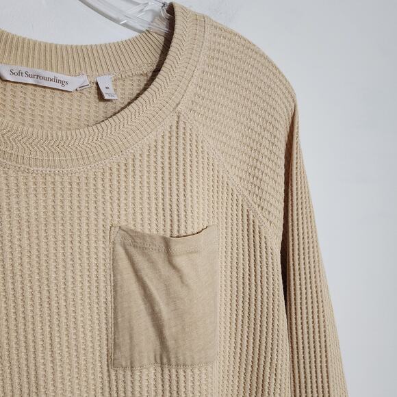Soft Surroundings Autumn waffle tunic top yellowish tan long sleeve woman size M - Picture 4 of 11
